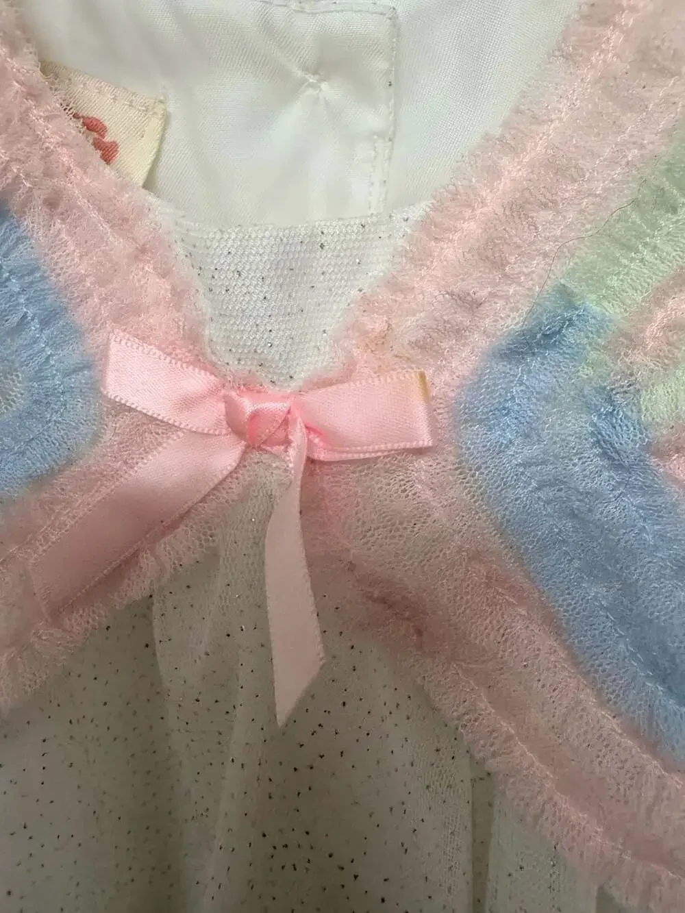 Baby Biscotti White Glitter Tulle Butterfly Dress with 3D Bows